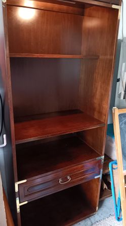 Bernhardt Shelf with Light, Drawer, & Brass Deco