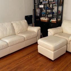 Leather White Sofas 3 Piece 