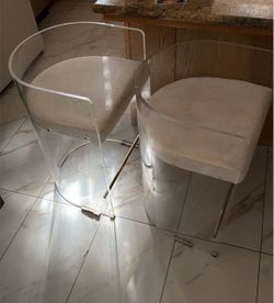 Clear Acrylic Bar Stools with Metal Legs – Set of 2