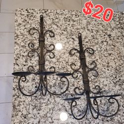 2 Wrought Iron Candle Holders