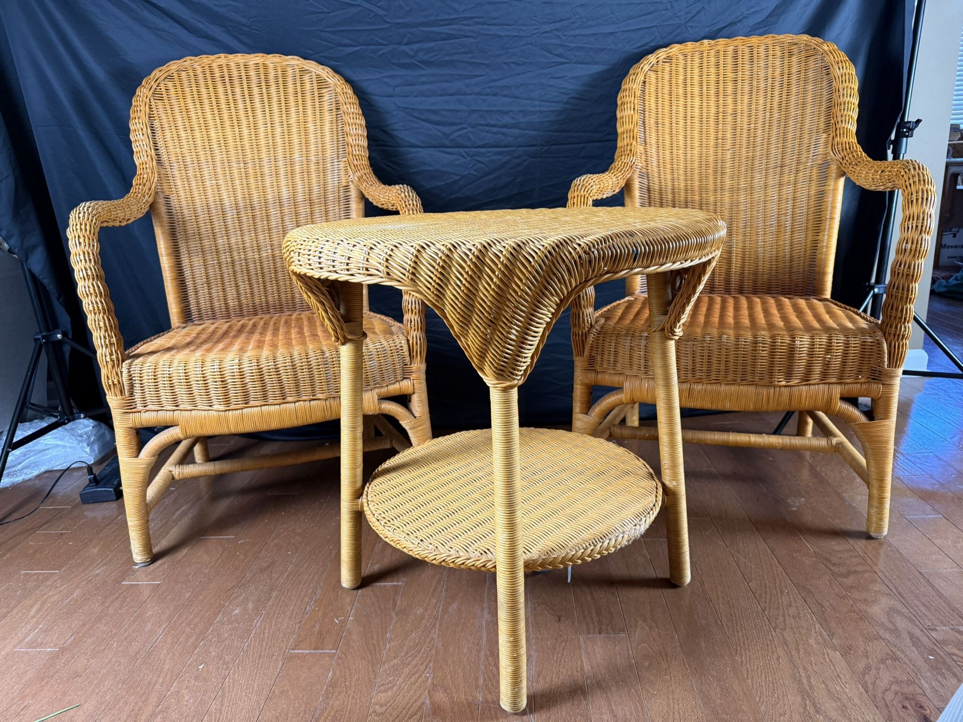 Vintage Wicker Set By American Digest Hickory Chairs