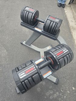 60 lb each Weider  Adjustable Dumbbells with Stand