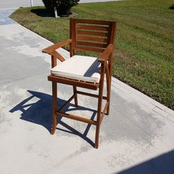 Teak Bar Stool, With Removal  Seat Cushion 