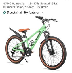 New 24" Kids Mountain Bike, Aluminum Frame, 7-Speed, Disc Brake