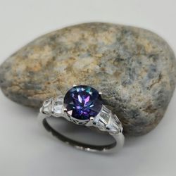 Periwinkle Blue Petalite. Zircon.  Ring.  