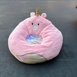 Plush Pink Unicorn Kids Chair Bean Bag Seat Soft Animal Design for Bedroom