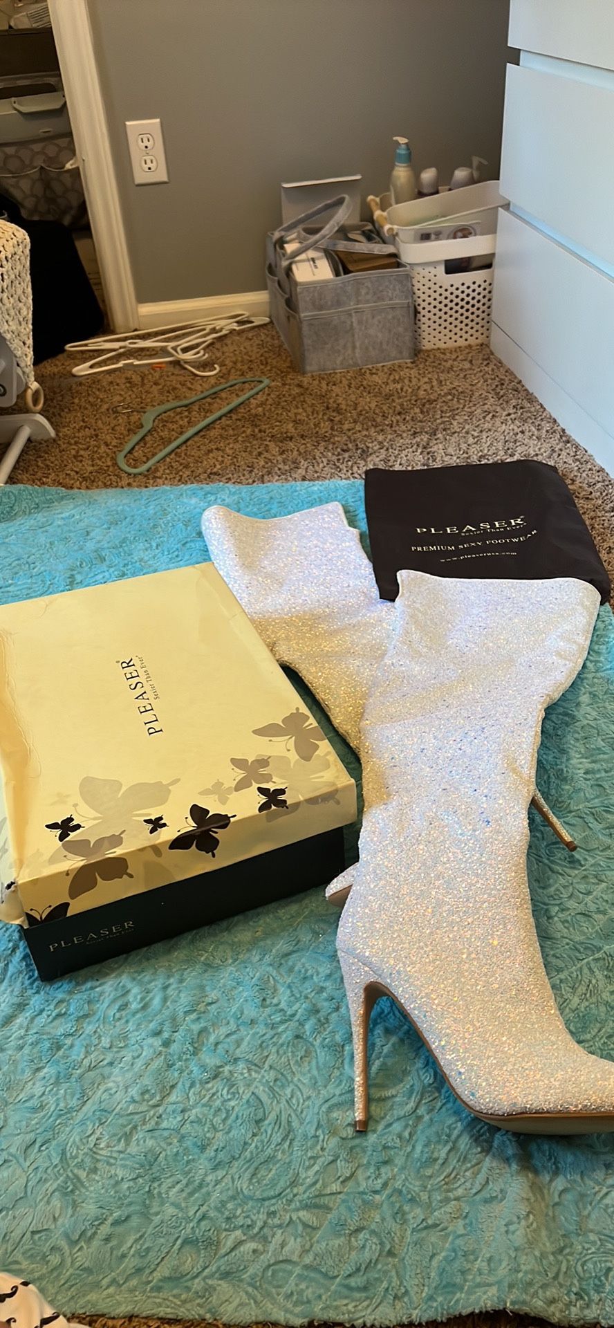 High Thigh High Bedazzled Stiletto Boots
