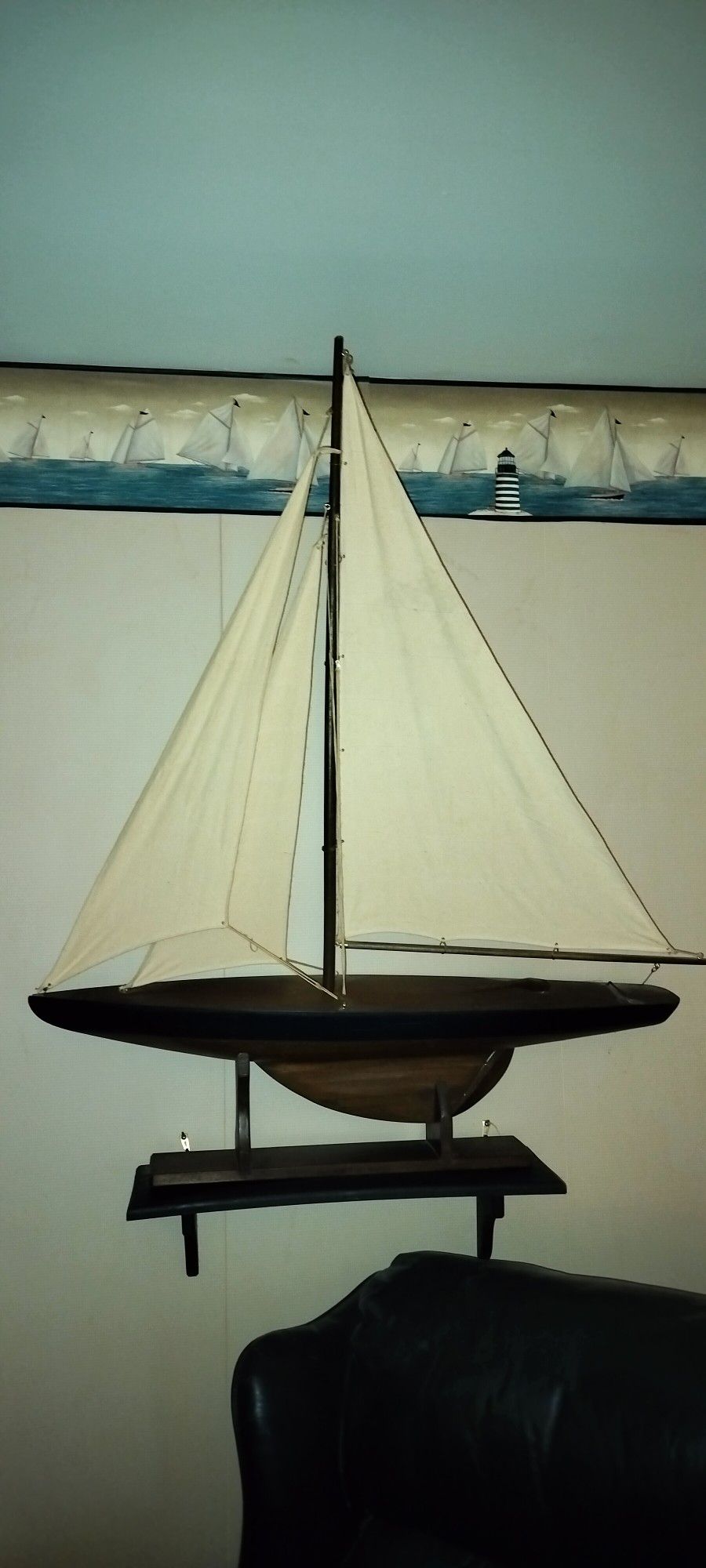 Vintage Pond Sail Boat With Stand