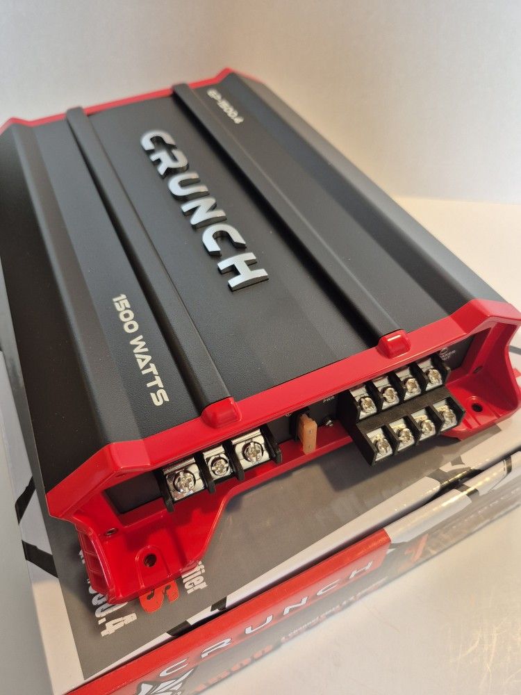 CRUNCH 1500 WATTS 4 CHANNEL BUILT IN CROSSOVER CAR AMPLIFIER ( BRAND NEW PRICE IS LOWEST INSTALL NOT AVAILABLE )