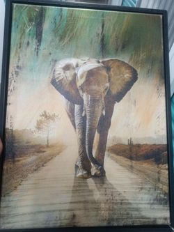 Vintage Africa painting .. elephant