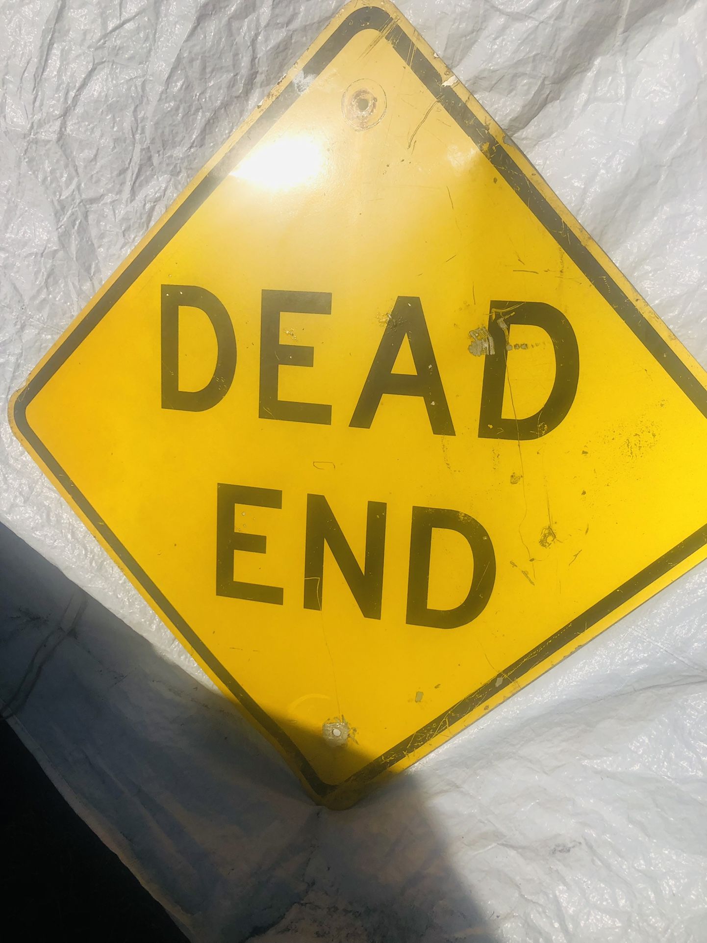 Antique Dead End Stop Sign Galvanized Heavy Gauge Metal 32 Wide 32 Tall