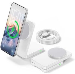 Foldable for Magsafe Charger, Wireless Charger for iPhone 12-17/White Magnetic for iPhone Charger Stand