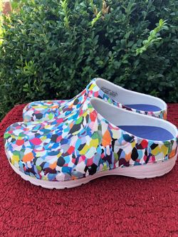 Dansko Kane Women’s Multicolor Colorful Confetti Slip-On Clogs Sandals Sz 37/6.5
