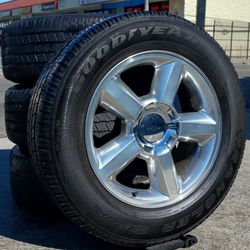 20" Chevy Silverado GMC Sierra Factory Stock OEM Wheels & Tires Goodyear 70% Tahoe Suburban Escalade Yukon Ram  Titan Rims Rines Llantas.. Setof4 