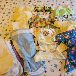 Reusable Diapers Lot Of 13 And Reusable Insert Pads