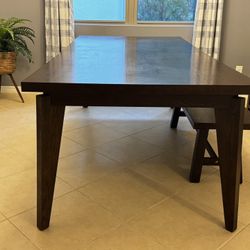 6-8 Wood Table with bench and Entry Table. 