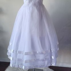 1st Communion dress/tulle layer and sequined lace top/Size 14
