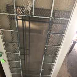 Vintage Leaded Glass Cupboard Door ! Pair P../Inline Quality Estate Sale! Scroll Other Pics And Listings  