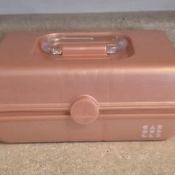 Small Travel Size Coral Peach Caboodle Makeup Case Box