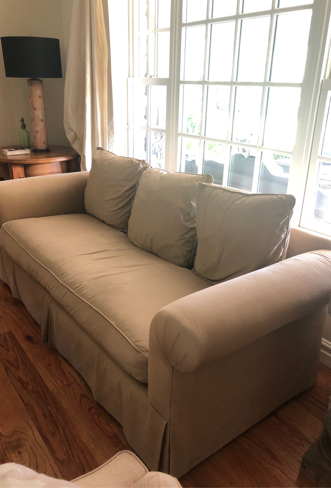 Sofa and matching chair - Room and Board tan cotton canvas