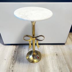 Gold Bow End Table Marble Top