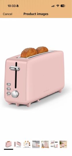 Brand new Toaster 2 Slice Slim, 10" Single Long Slot, Pink