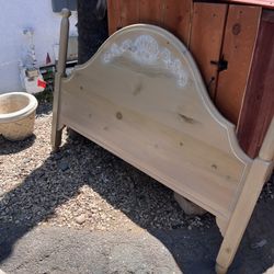 Title: Elegant Vintage Bedroom Furniture Set — Armoire, Desk, & Headboard