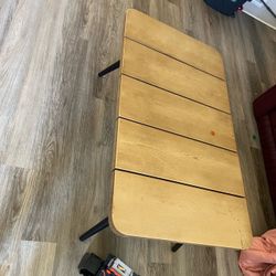 Wooden Slatted Coffee Table with Black Legs