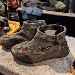 Boys Youth Champion Rain Shoes Camouflage Slip-on Inner Sock