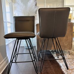 Gray Leather Counter Stools