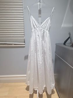 Commense White Spaghetti Strap Maxi Dress, Size XS