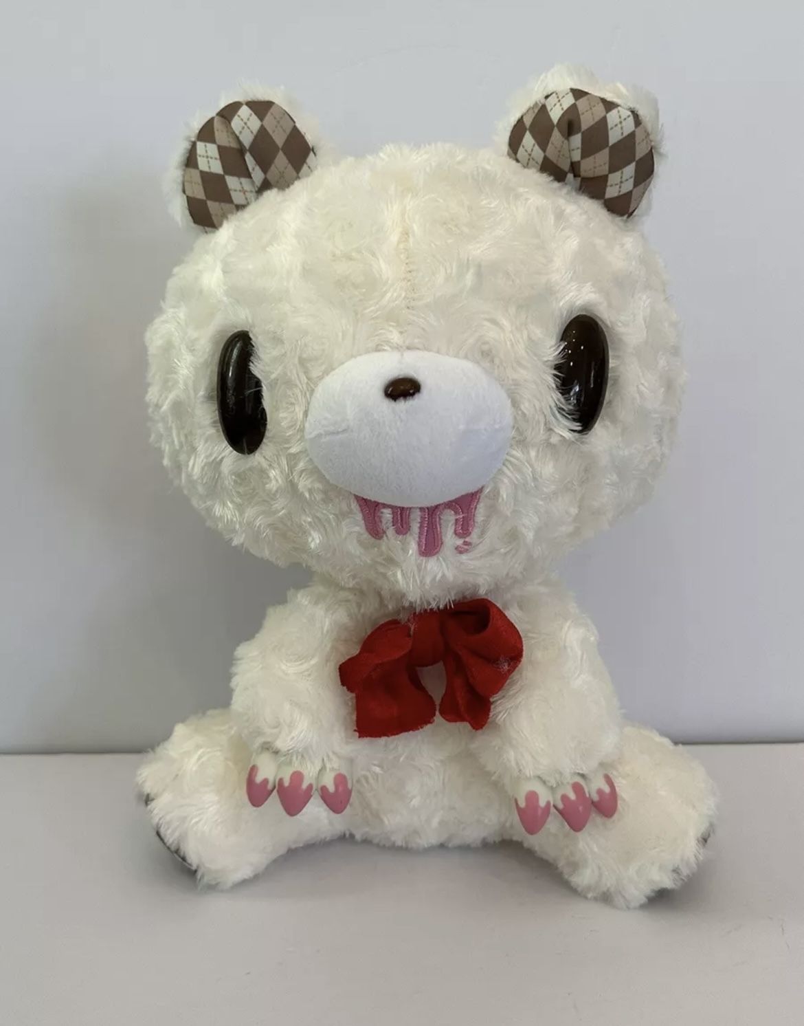 Chax GP Gloomy Bear Plush Toy CGP-519 Cream Argyle Bow Rare Toreba Japan