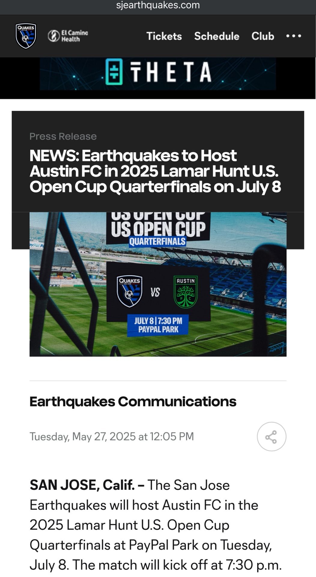 San Jose Earthquakes Soccer Tickets