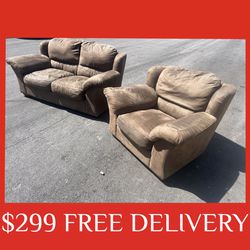 Brown COUCH SET sectional couch sofa (FREE CURBSIDE DELIVERY) recliner 
