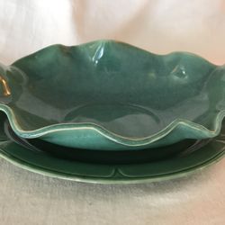 Vintage Oyster Serving Bowl and Plate