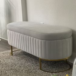 Grey Velvet Ottoman