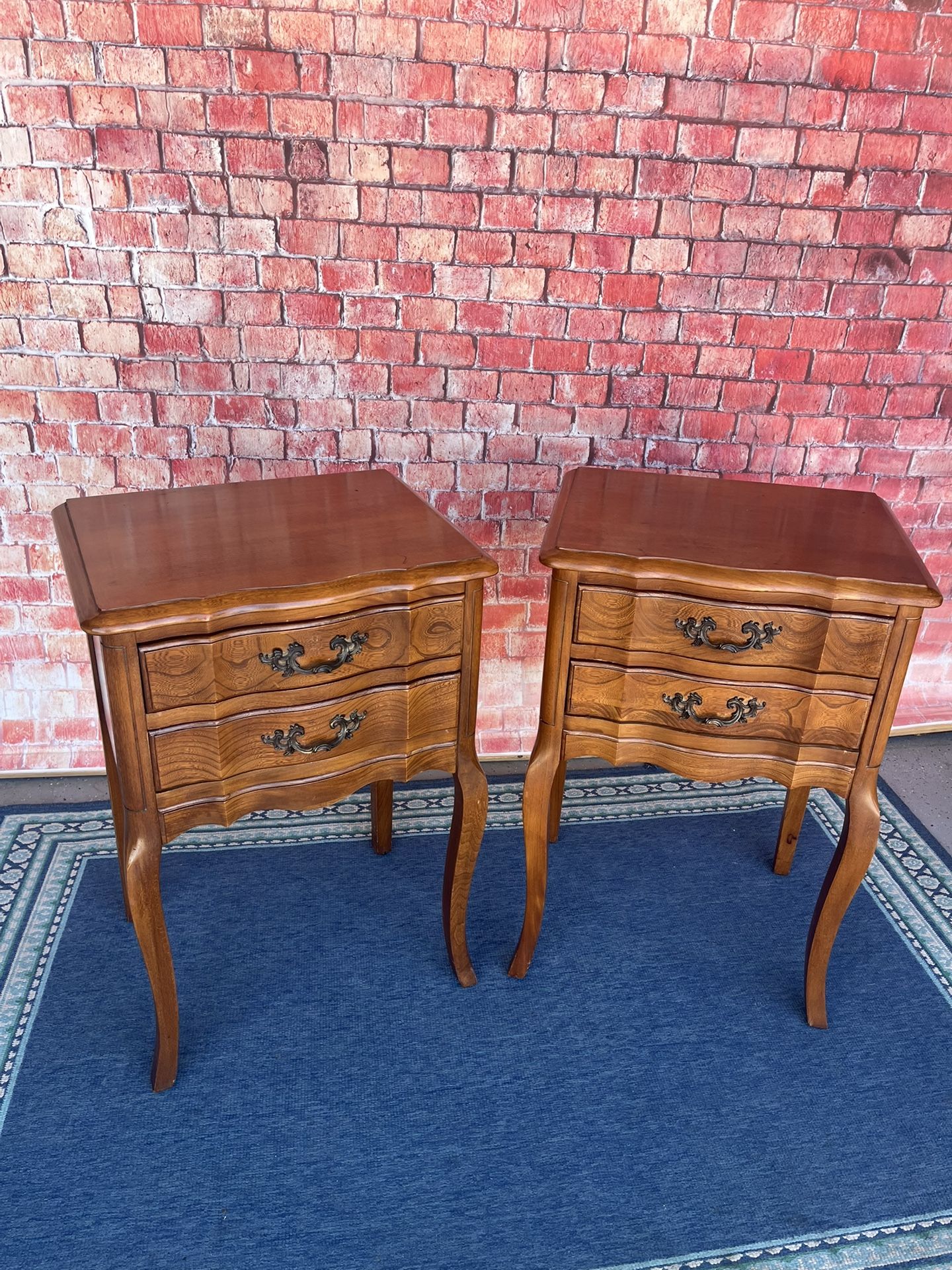 Antique Nightstand Set Of 2 Solid Wood Side Table French Provincial