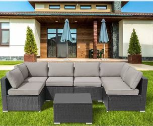 New! Outdoor Cushions for Patio Furniture,14Pieces Water-Resistant Replacement Cushions Fits 6-seat Sectional Rattan Conversation Set Outdoor Patio So