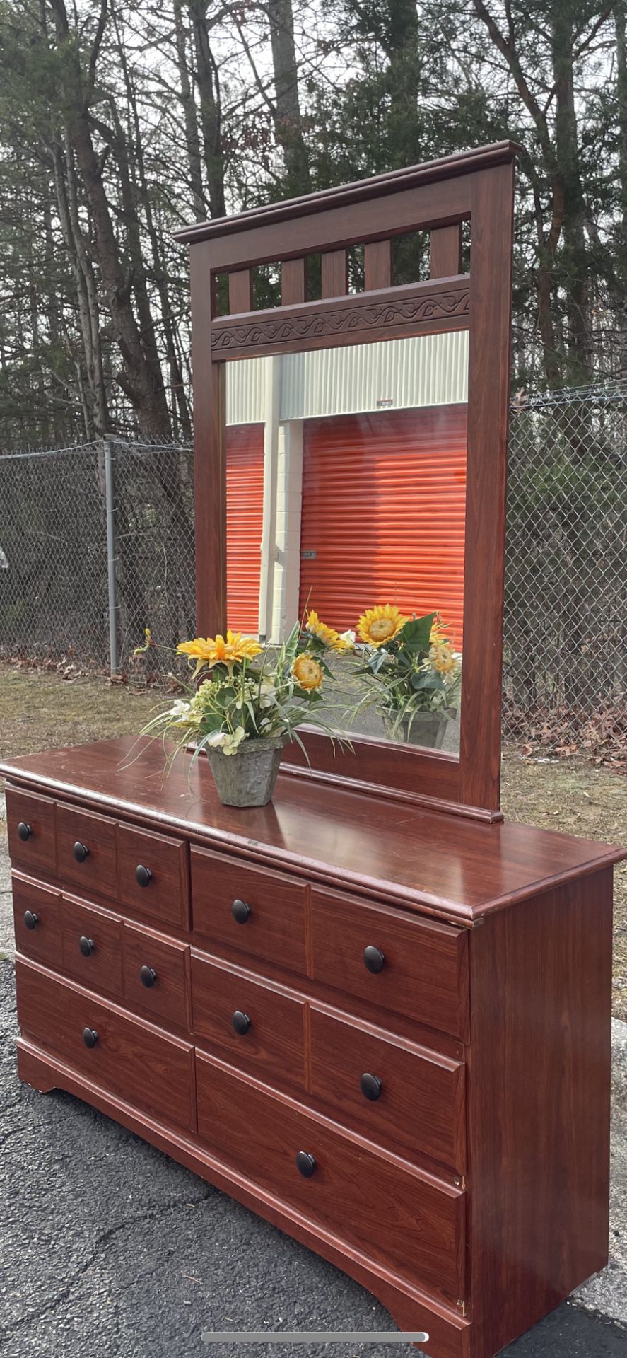 Modern Ashley Furniture Dresser With Mirror. Drawers Sliding Smoothly 