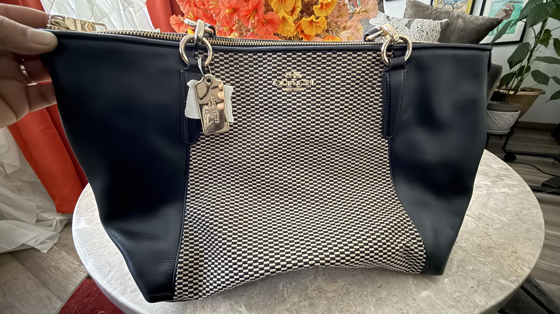 Coach Monochrome Checker Tote Bag