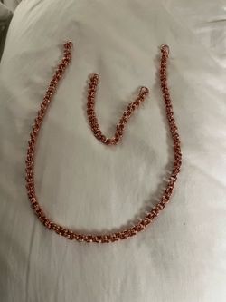 Medium  100 % Copper Chain Necklace and Bracelet Set