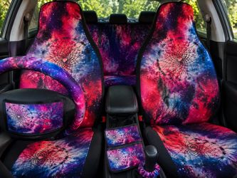 Purple Dreamcatcher Car Seat Covers Full Set + Steering Wheel