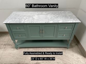 60" Bathroom Vanity with Carrara Marble Countertop & Solid Wood & Plywood Cabinet #3458