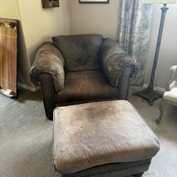 Leather Sofa with Ottoman.