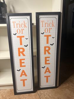Trick or Treat Halloween Porch Signs Set of 2