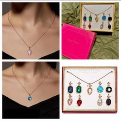NEW 14k gold plated Multi-Color Glass charms Mix and Match Pendant Necklace Set
