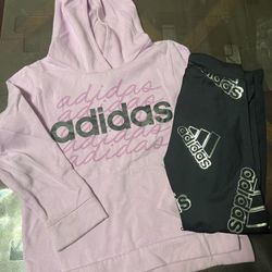 Adidas purple hoodie and black tights size 7/8