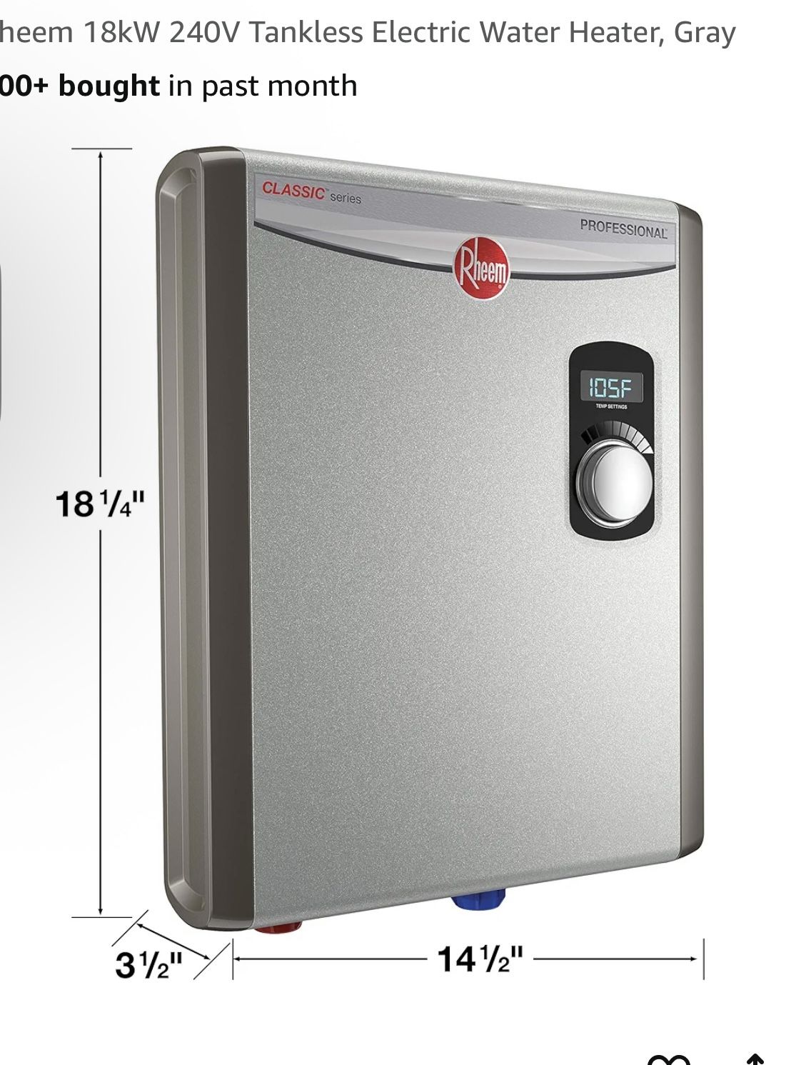 Rheem Fournit RETEX-18 Electric Tankless Water Heater