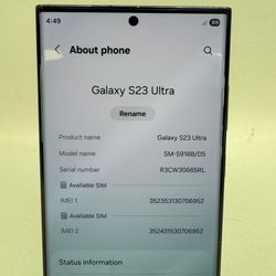 GSM Unlocked Samsung Galaxy S23 Ultra 8GB RAM 256GB SMS918BDS Phantom Black