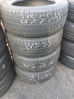 215/55/16 Unitoyal tiger paw set of used tires in great condition 65% tread 180$ for 4 . Installation balance and alignment available. Road force ba